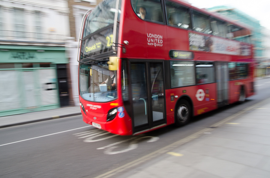 bus, london, motion blur