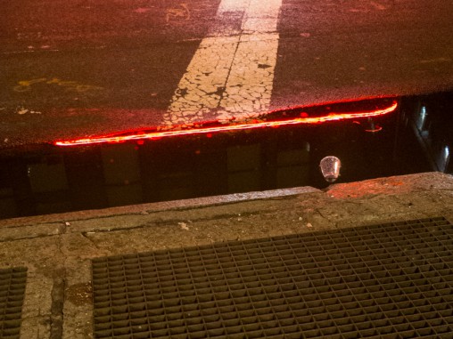 neon, reflection in puddle