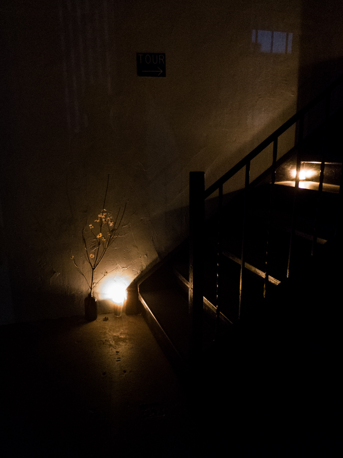 candle, flowers, stairs